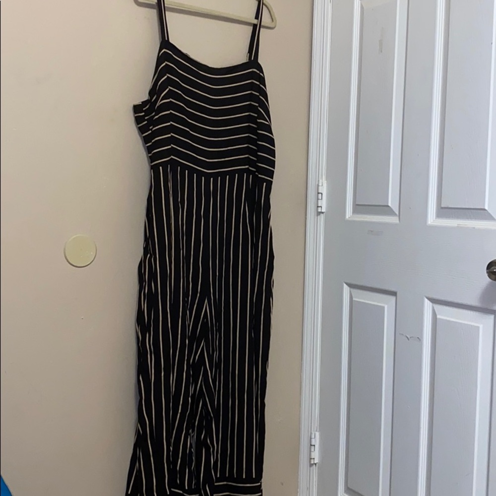 Forever 21 Plus Stripped Wide Leg Jumpsuit